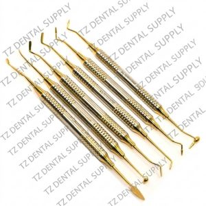 Dental composite filling instrument kit golden coated
