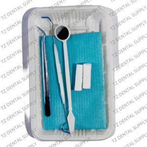 Disposable dental examination kit with 7 sterile instruments for clinic use at TZ Dental Supply.